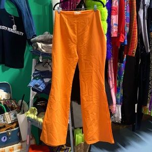 ASOS Design Bright Orange Flared Slit Leg Hi-Waist Pant